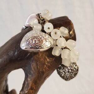 Silver Puffy‎ Heart Charm Bracelet